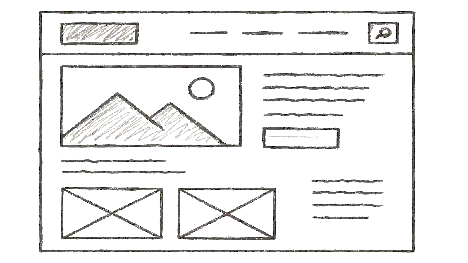 Esboço de um website feito a mão